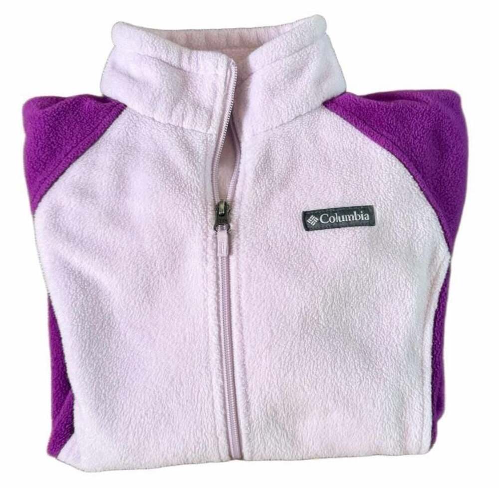 Columbia Girls Pink and Purple Full Zip Fleece Jacket Youth Size L 14/16